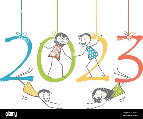 Characters on the numbers of the year 2023 celebrate wish a happy new ...