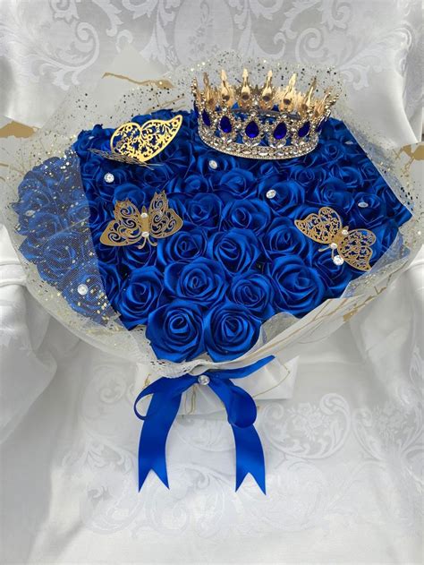 100 Rose Royal Blue Bouquet, Queen Bouquet, Eternal Rose Bouquet, Birthday Bouquet, Engagement ...