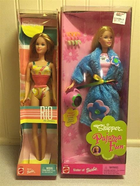 Lot Of 2 Skipper Barbie Dolls2002 Rio De Janeiro Pajama Fun 2000 Nrfb