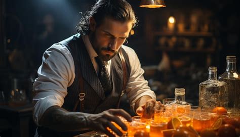 A Man Sitting At A Bar Holding A Whiskey Glass Generated By Artificial