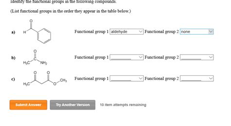 Solved Identify The Functional Groups In The Following