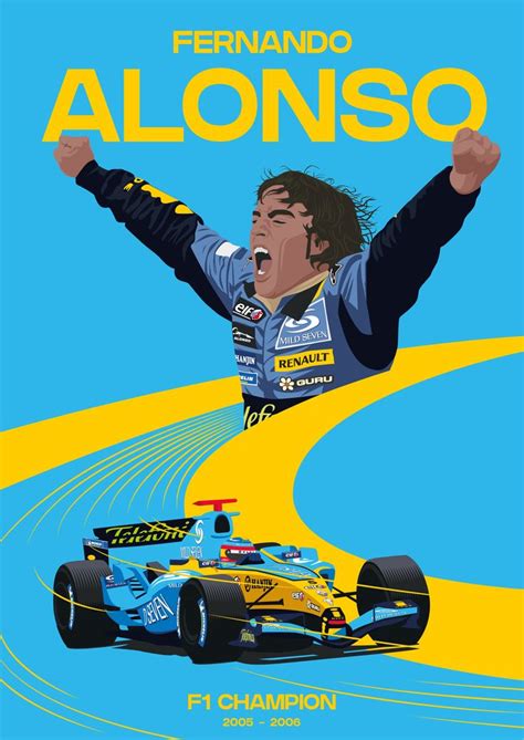 Alonso Vector Illustration Vintage Racing Poster Digital