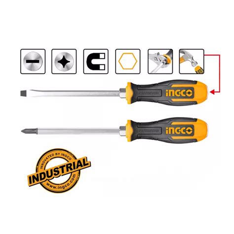 INGCO By Winland 2pcs Industrial Go Through Screwdriver Set HSGT680208