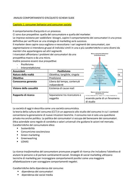 Riassunto Slide ACA ANALISI COMPORTAMENTO DACQUISTO SCHEMI SLIDE