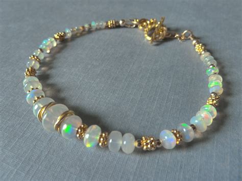 Opal Bracelet Ethiopian Fire Opals Gold Filled Spacers And