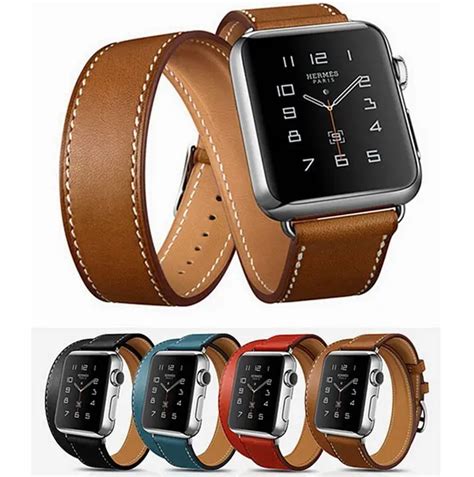 Hot Extra Long Genuine Leather Band Double Tour Bracelet Leather Strap Watchband For Apple Watch