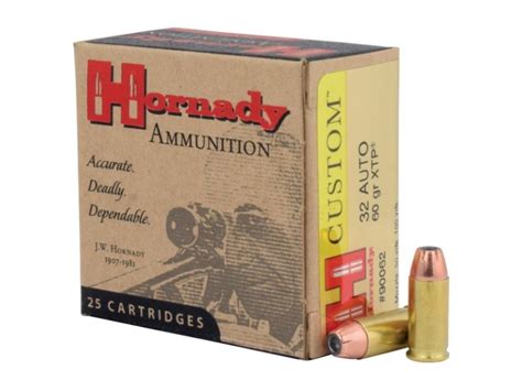 HORNADY CUSTOM 32ACP 60GR JHP XTP 25RD BX 90062 Gunbuyer