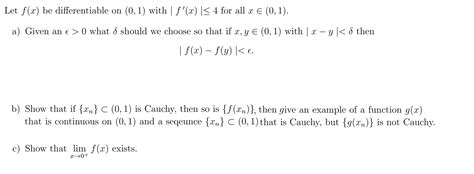 Solved Let Fx Be Differentiable On 01 With ∣f′x∣≤4