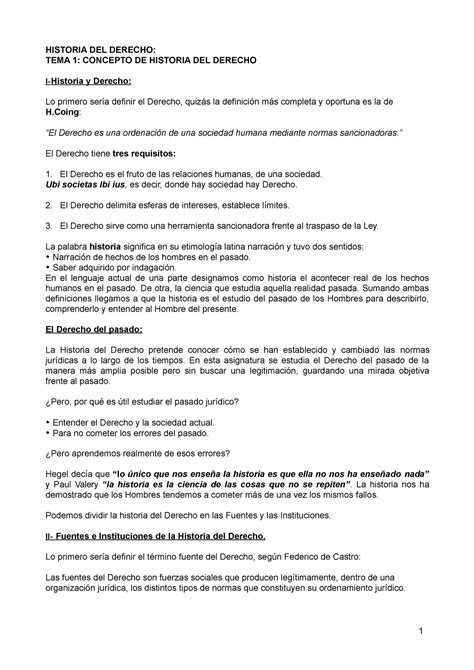 Apuntes Historia Derecho 1 HISTORIA DEL DERECHO TEMA 1 CONCEPTO DE