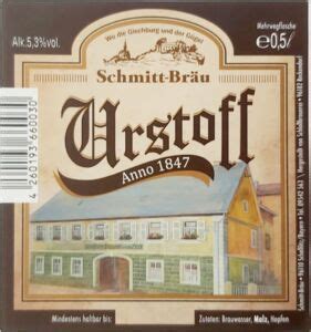 Drink Label Urstoff Schmitt Brau Germany Federal RepublicCol DE