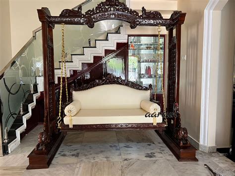 Handcrafted Walnut Finish Swing Indoor Jhula Yt