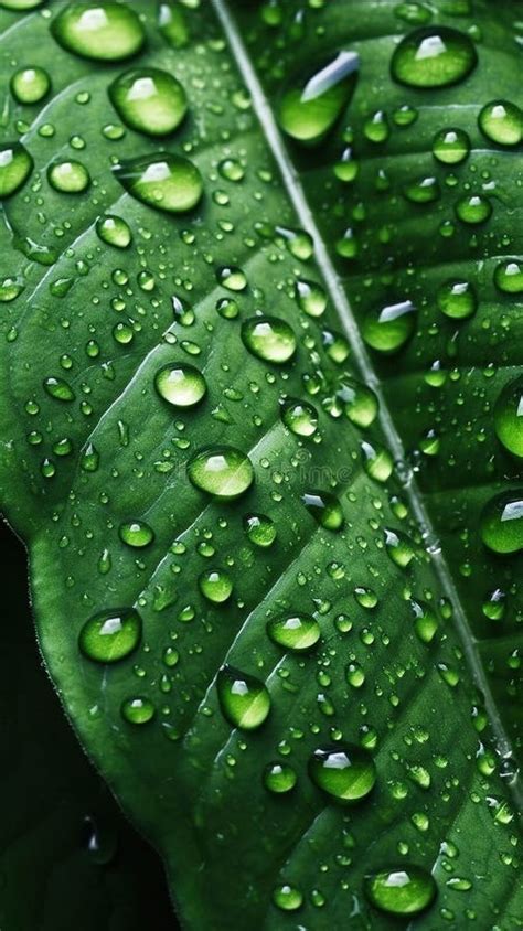 Water Drops On Green Leaf Rain Drops On Green Leaf Macro Photo Water