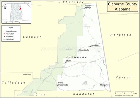 Map Of Cleburne County Alabama Showing Cities Highways Important