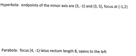 Solved Hyperbola Endpoints Of The Minor Axis Are 3−1 And