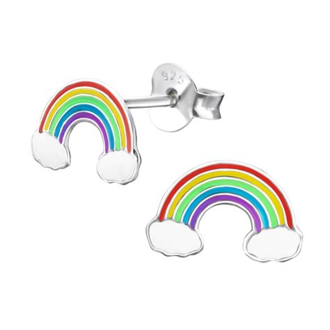 Kinder Ohrringe Regenbogen Ohrstecker 925 Sterling Silber