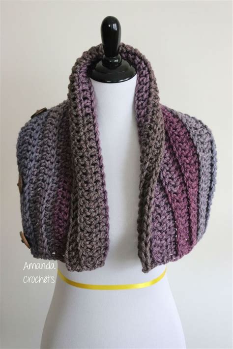 3 Button Cowl Pattern Amanda Crochets Scarf Crochet Pattern Crochet Cowl Pattern Crochet