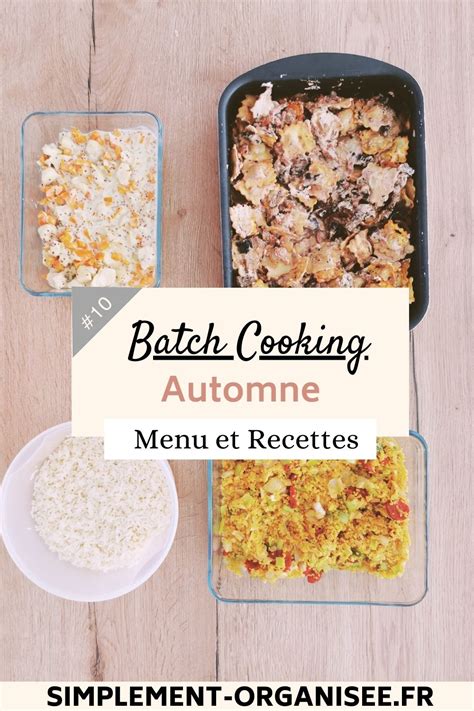 Batch Cooking Octobre Simplement Organis E