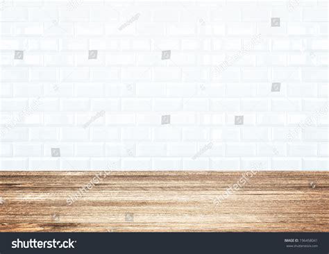 White Brick Tile Wall Wood Plank Stock Photo (Edit Now) 196458041