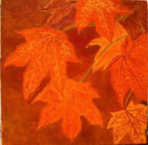 Autumn Leaves Original Acrylic On Canvas Panel Texture Painting