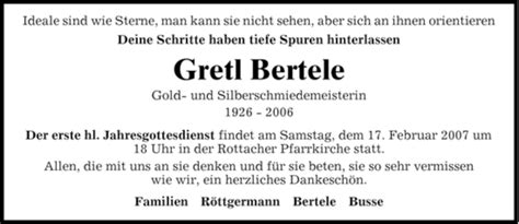 Traueranzeigen Von Gretl Bertele Trauer Merkur De