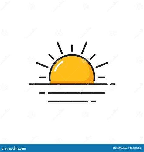 Weather Forecast Sun Color Outline Icon Sunny Day Stock Vector Illustration Of Mobile Symbol