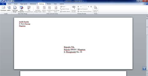 membuat amplop  word  mudah tutorial computer