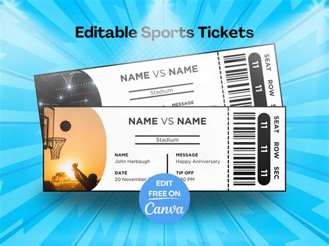 Printable Basketball Ticket Canva Template Diy Basketball Ticket