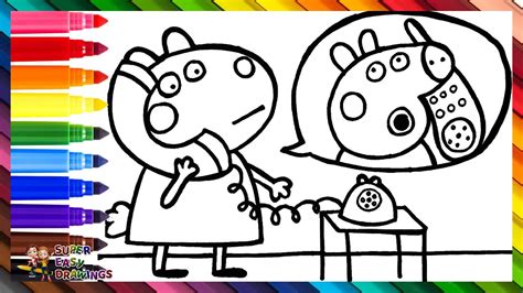 Drawing And Coloring Peppa Pig And Suzy Sheep Talking On The Phone