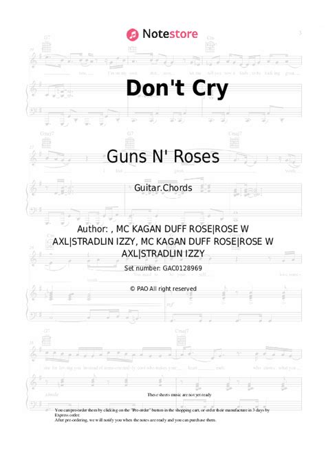 Don't Cry chords guitar Guns N' Roses in Note-Store.com | Guitar.Chords ...