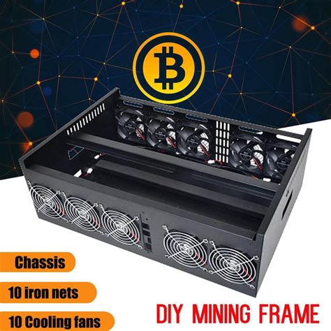 HS9003A 9 gpu Mining Rig Case de alumínio 10 ventiladores Open Air