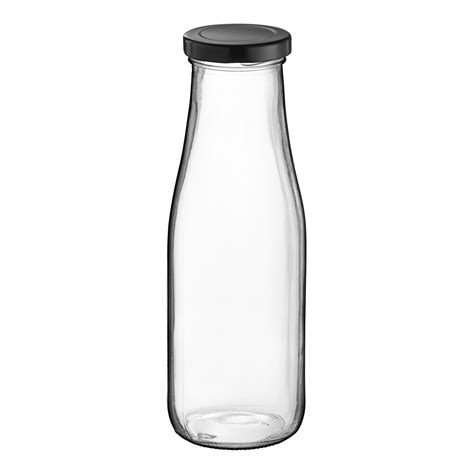 Acopa 14 Oz Glass Milk Bottle With Lid 12 Case