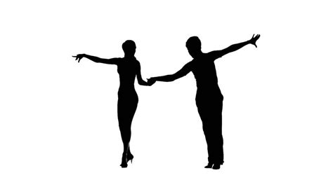 Two Latino Dancers In Action Finishing Dancing Silhouette On White