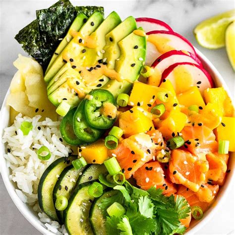 Salmon Poke Bowl With Spicy Mayo Gluten Free Eat The Gains