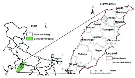 Location of Betwa River basin showing administrative districts | Download Scientific Diagram