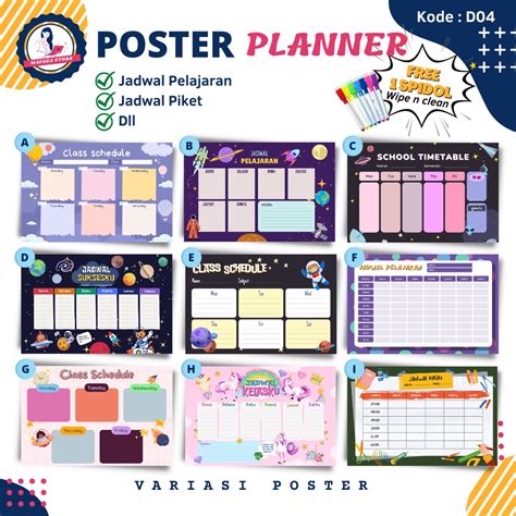 Jual Poster Wipe And Clean Jadwal Sekolah Jadwal Piket Anak Anak Weekly