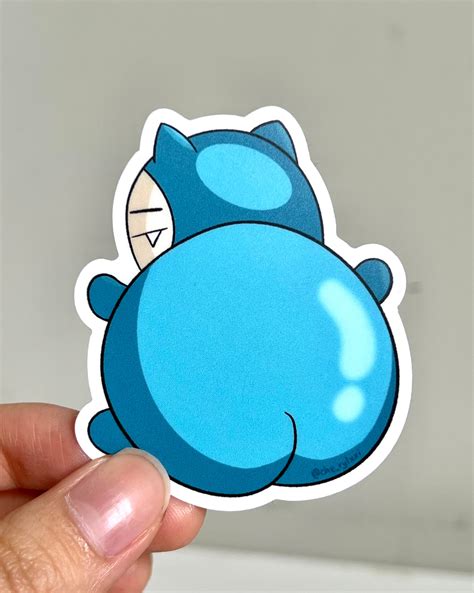 Snorlax Peach Sticker Snorlax Sticker Pokemon Sticker White Vinyl