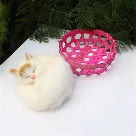 Super Cute Simulation Sleeping Kittens Cats Plush Toys Kids Appease ...