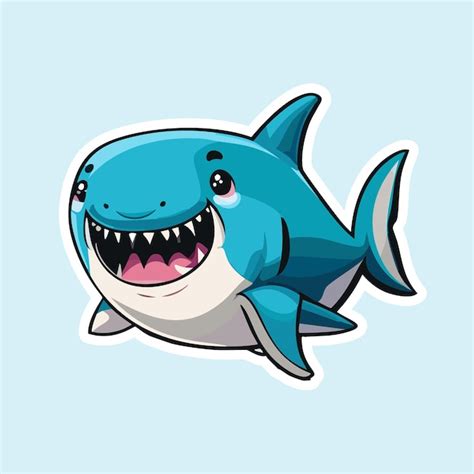 Shark Vector Illustration Cartoon Mascot Blue Marine Ocean Fish Animal