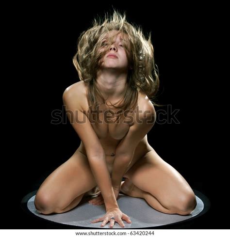 Naked Girl On Black Background Stock Photo 63420244 Shutterstock