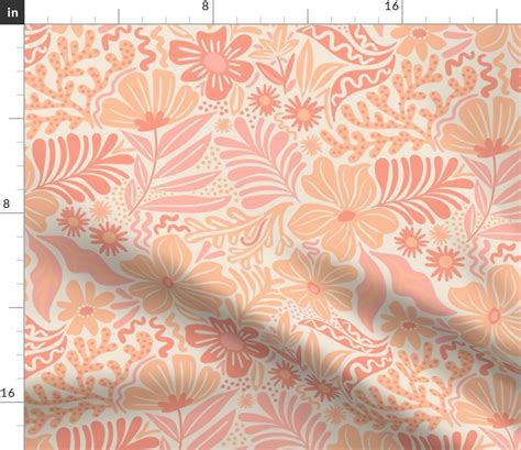 Peach Fuzz Floral Fabric Spoonflower