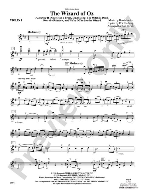 The Wizard of Oz: 1st Violin: 1st Violin Part - Digital Sheet Music ...