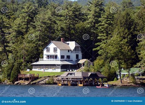 Luxury lakefront home stock photo. Image of water, lakefront - 26096840