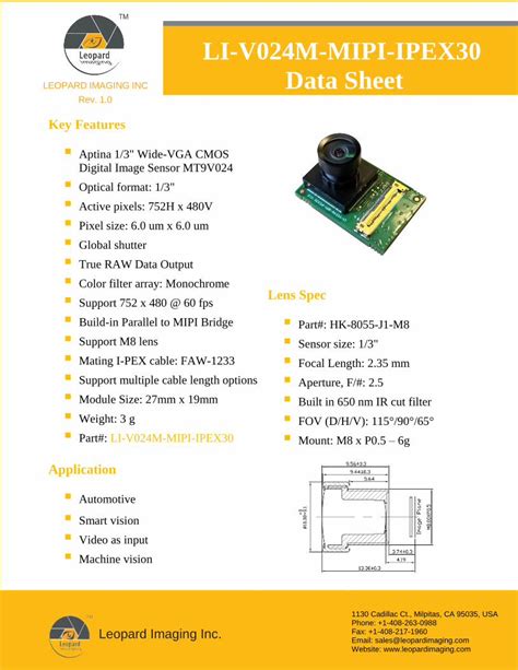 Pdf Li V M Mipi Ipex Data Sheet Asmec Inc Li V M Mipi