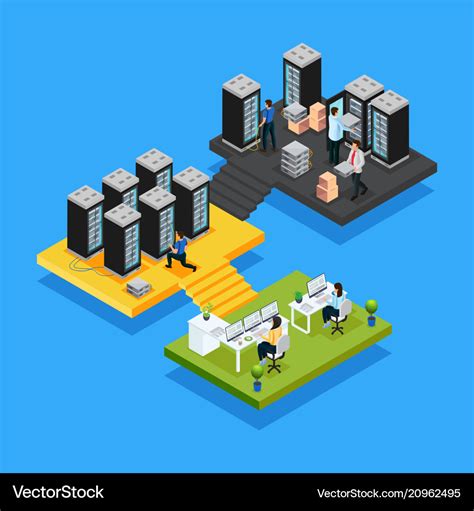 Isometric Data Center Concept Royalty Free Vector Image