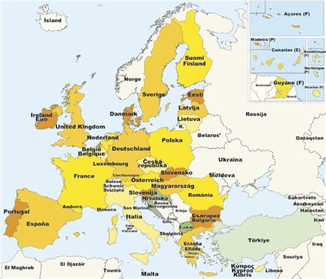 Europäische Union Karte Mit Hauptstadt