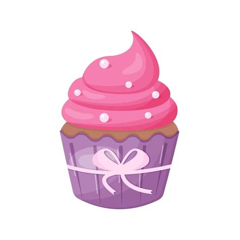 Premium Vector Delicious Cupcake With Bow