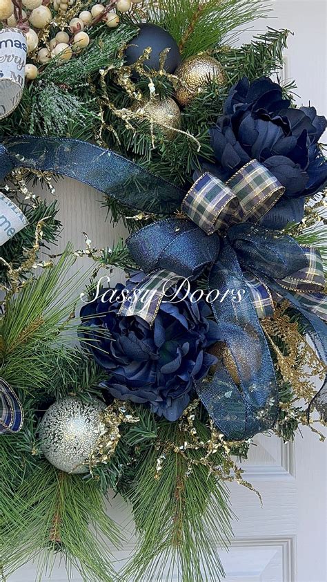 Blue Christmas Wreath Navy Blue Christmas Wreath Trendy Christmas