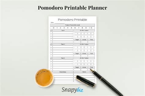 Printable Pomodoro Planner | Snapybiz.com