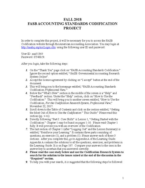 Fall 2018 Fasb Accounting Standards Codification Project Fall 2018