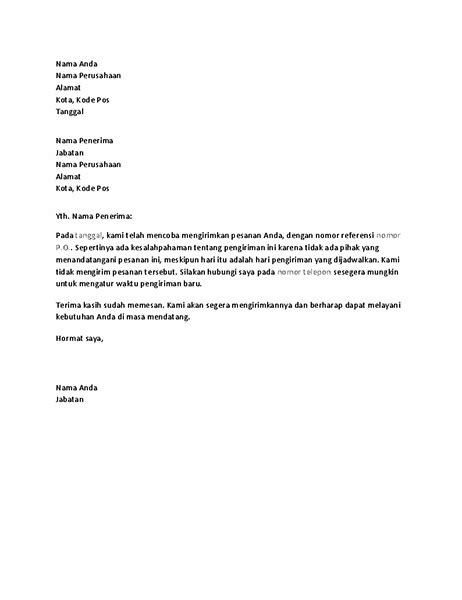contoh surat komplain kesalahan pengiriman barang delinewstv